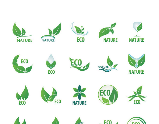 简约绿色保护地球ECO标志矢量素材