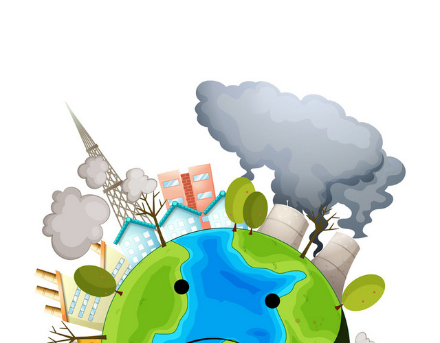 卡通保护地球城市污染矢量素材