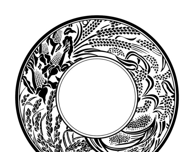 创意黑色小麦稻谷图标矢量素材