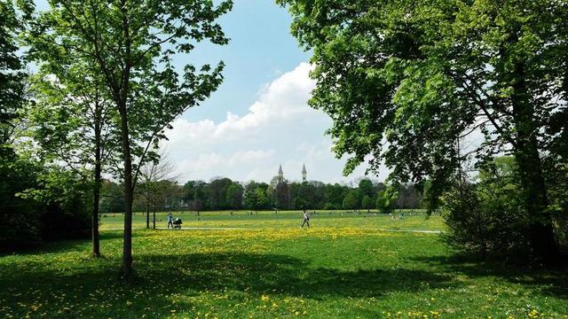 慕尼黑 英语花园 公园 草地 天然的绿国HAUPSTADT