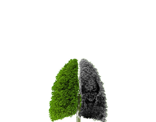 创意绿色肺禁烟宣传素材