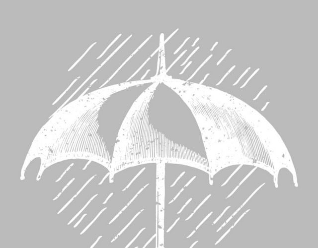白色手绘雨伞雨具素材