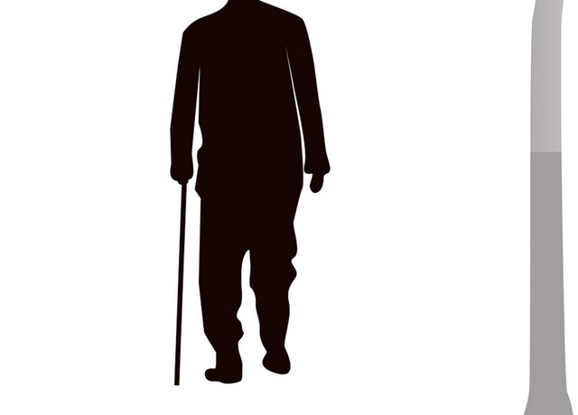 关爱老人树下剪影素材