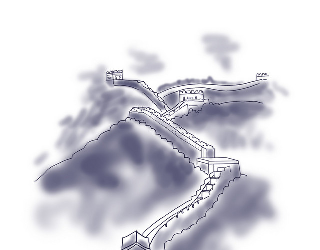 水墨风格长城素材