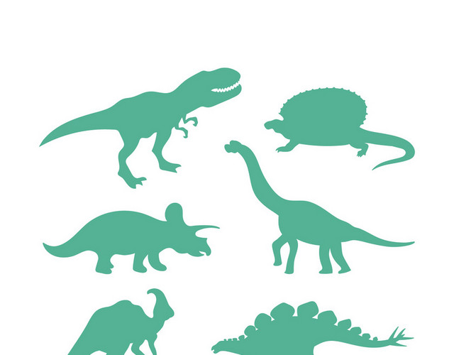 绿色恐龙动物简约剪影素材