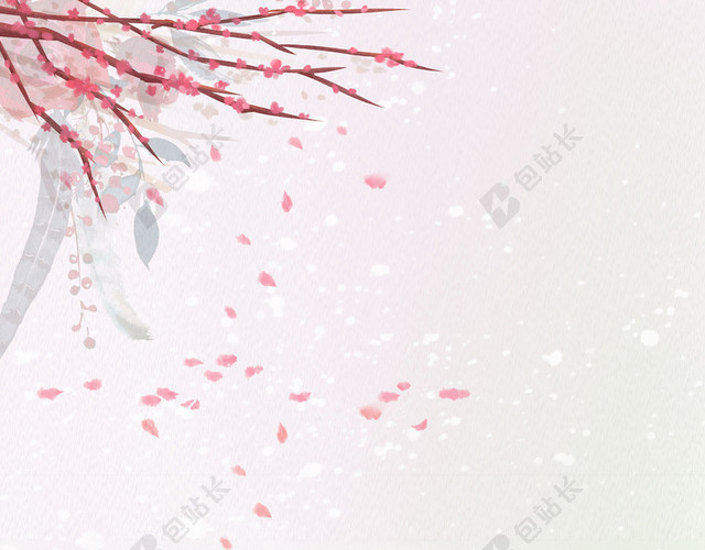 古风背景中国风背景水彩背景花瓣人物素材