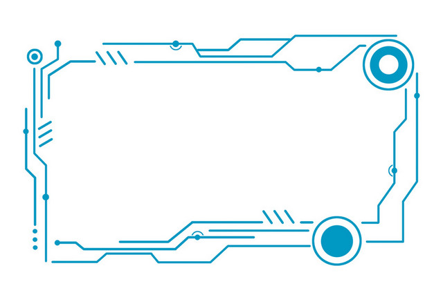 蓝色紫色科技感边框免抠素材