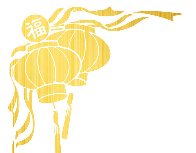 中国风喜庆金色剪影灯笼素材