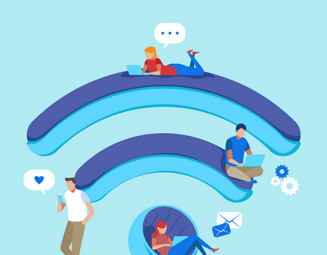 通信卡通人物WIFI素材