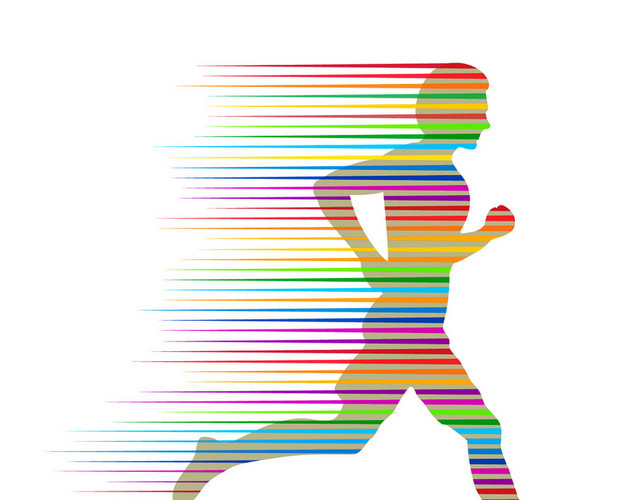 奔跑剪影彩色线条抽象运动员跑步矢量素材