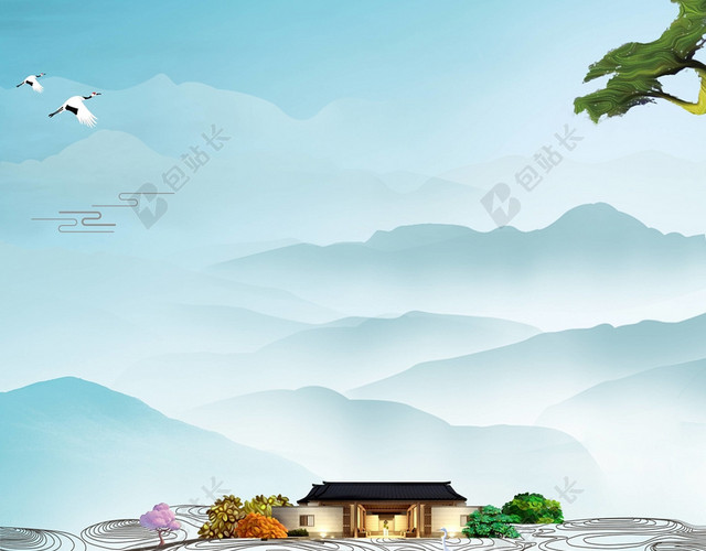 古风背景山水背景房地产背景素材