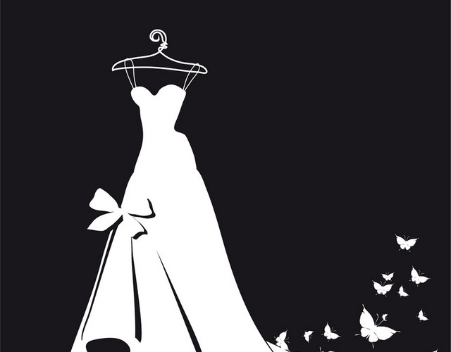 简约衣服婚纱剪影矢量素材