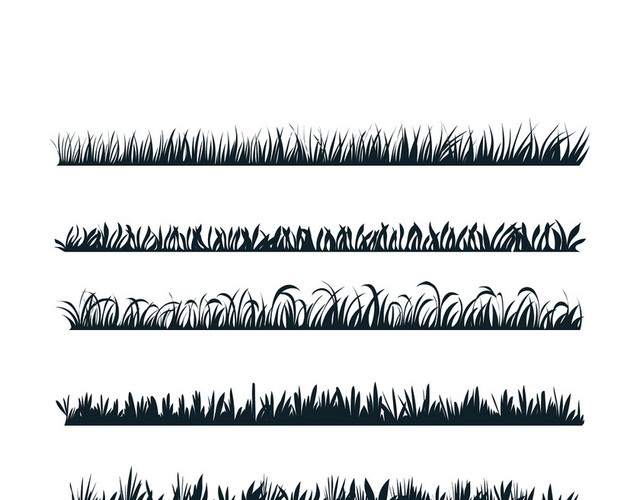 简约黑色小草剪影矢量素材