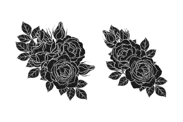 黑色玫瑰花剪影矢量素材