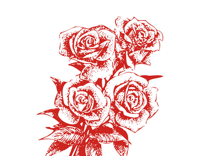 红色玫瑰花剪影矢量素材
