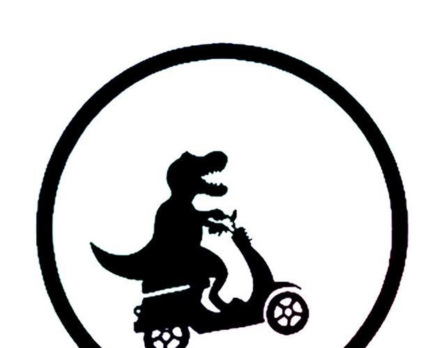黑色恐龙剪影骑摩托车矢量素材