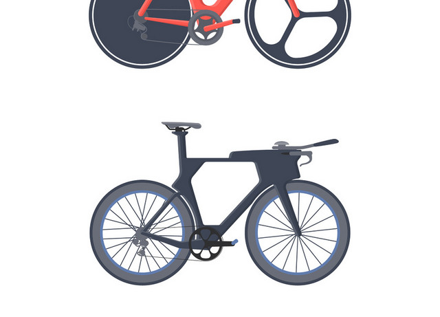 简约彩色自行车剪影素材