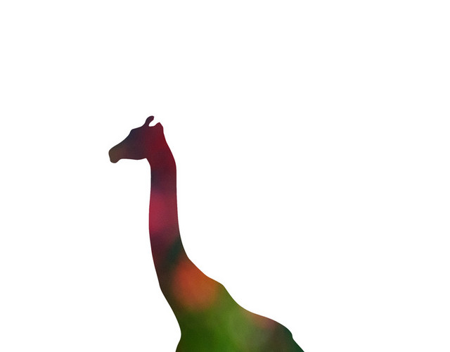 彩色长颈鹿剪影素材
