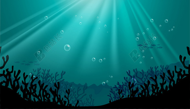简约海洋风景剪影矢量背景素材