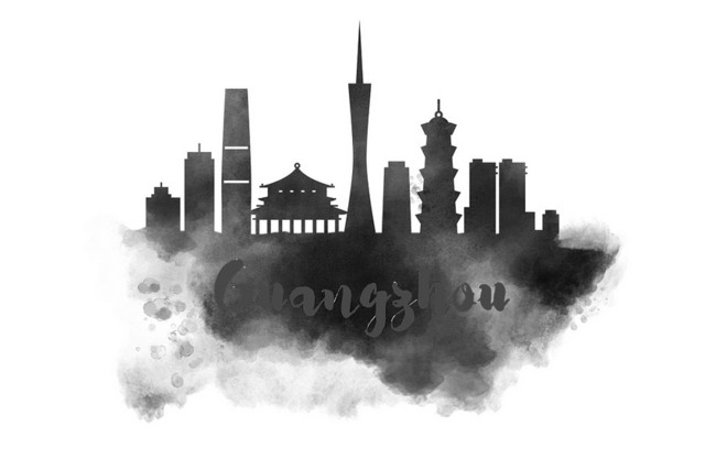 简约水墨广州剪影素材