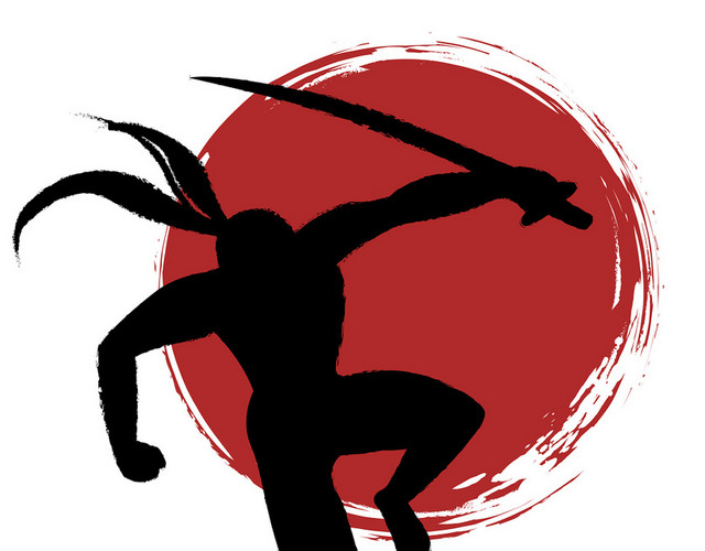 日本功夫剪影武道矢量素材