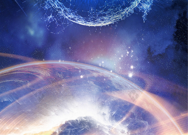 蓝色大气周年庆典光效星空背景活动庆祝