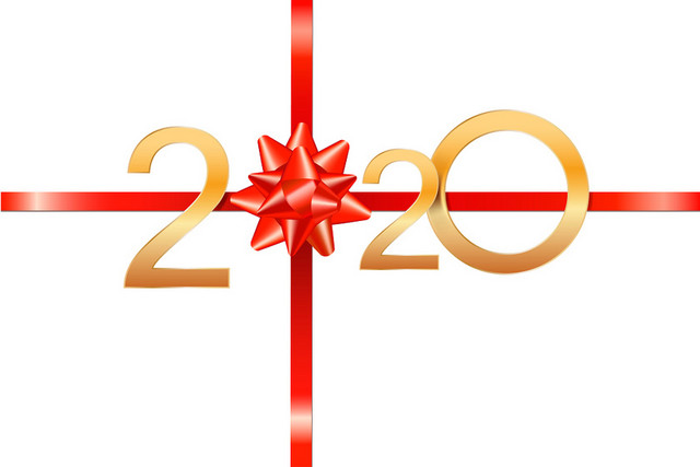 彩带2020艺术字矢量素材