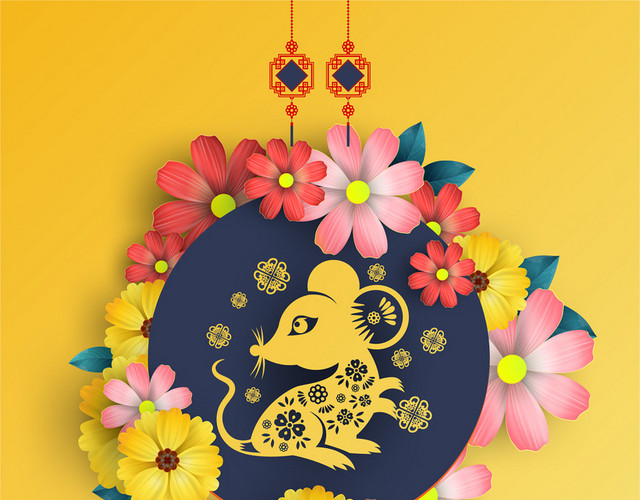 春节剪纸风红色中国风新年喜庆矢量素材