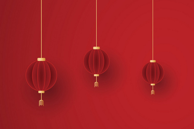 折纸风红色中国风新年喜庆灯笼矢量素材