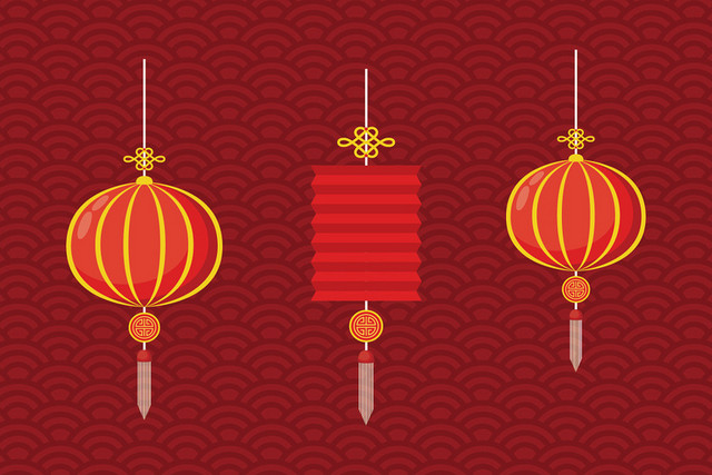 春节红色中国风新年喜庆灯笼矢量素材