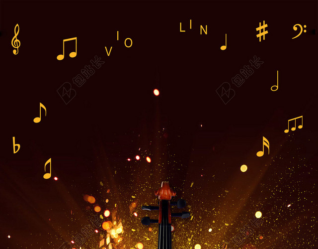 音乐背景摇滚大气黑金风璀璨之夜音乐节小提琴海报素材背景