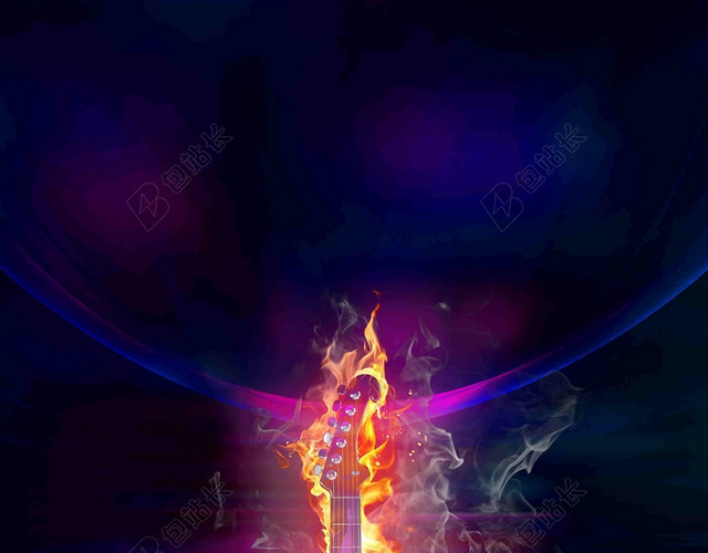 吉他背景黑金火焰背景声乐招生背景吉他培训班背景