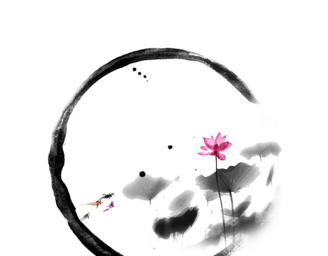 水墨黑白夏天处暑海报素材