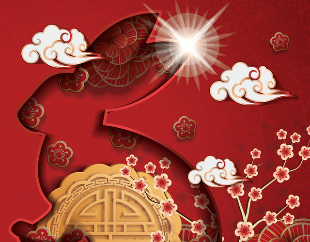 创意立体中秋节玉兔月饼矢量免抠图