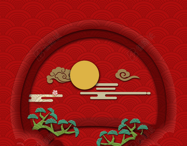 红色的中秋节海报