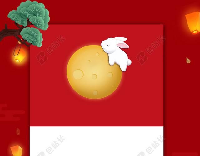 红色中式中秋中秋节古风立体背景素材