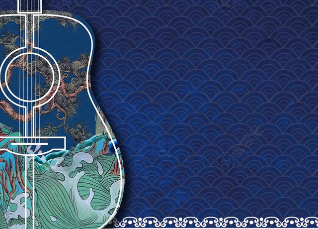 中式复古花纹小提琴纹理质感简约招生宣传海报背景