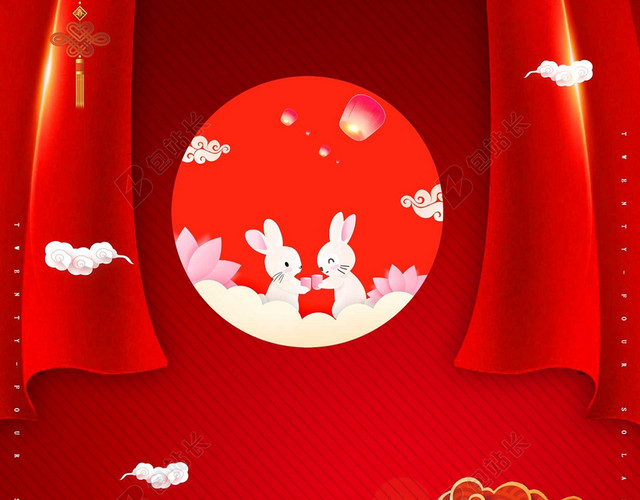 中国风红色的中秋节背景
