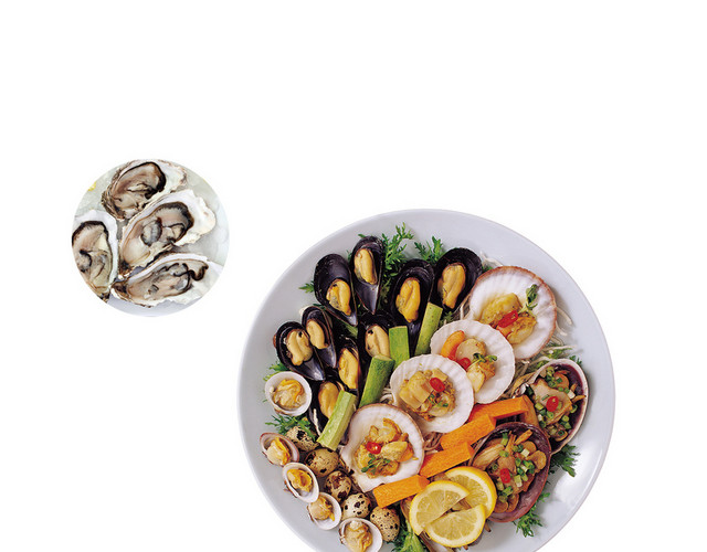 海鲜生蚝贻贝葱油美食素材