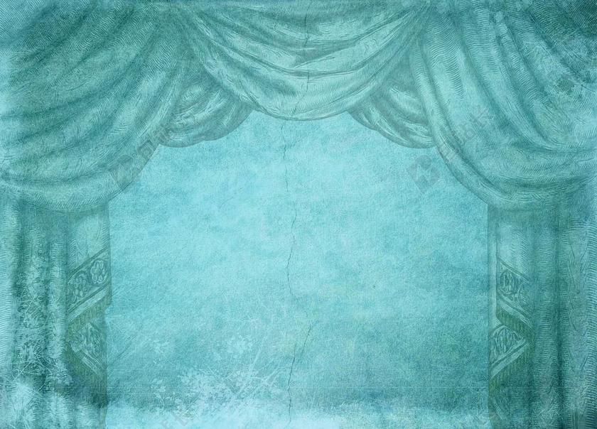 蓝色墙壁上的绘画背景图片