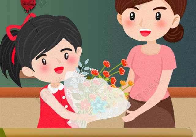 感谢恩师主题教师节鲜花讲台献花海报背景