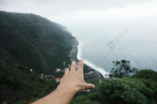 手 到达 查看 把握 触摸 空气 空中的视图 马德拉岛 岛
