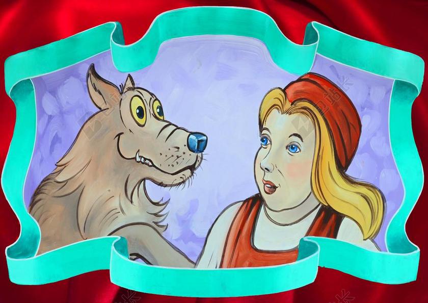 小红帽和大灰狼的插画背景图片