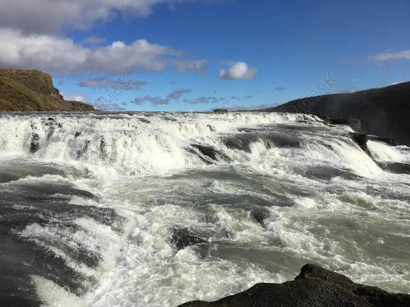 大瀑布 水 景观 河 级联 流 石 流动 冰岛