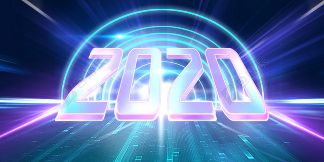 商务科技风迎接2020新年鼠年宣传背景