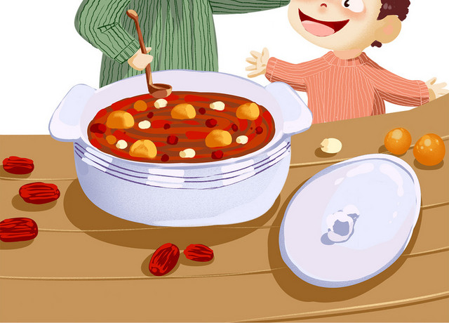 新年主题鼠年腊八粥插画春节插画