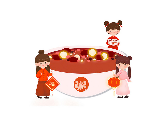 新年主题鼠年腊八粥插画春节插画