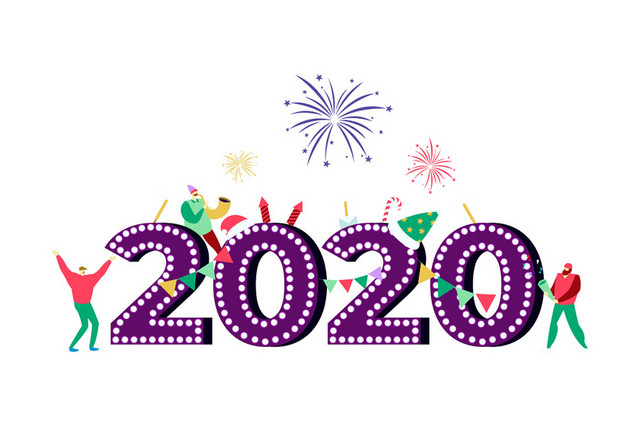 彩色2020艺术字矢量素材