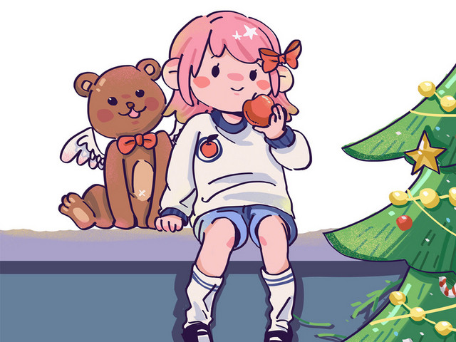 圣诞节卡通手绘儿童人物插画原创素材