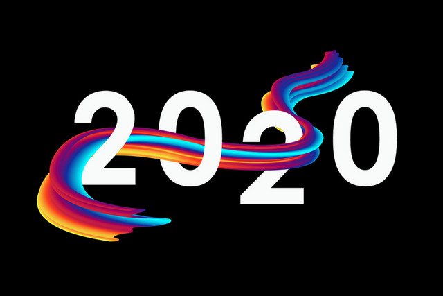 彩色2020艺术字矢量素材